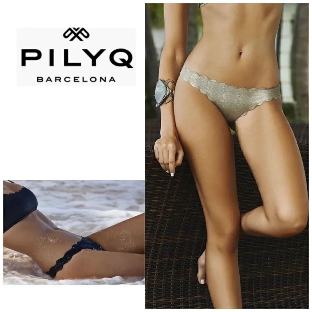 PILYQ metallic snakeskin teeny bikini. NWT